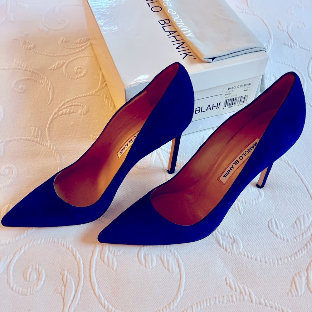 Manolo Blahnik | BB 105MM Suede Pumps | Cobalt Blue